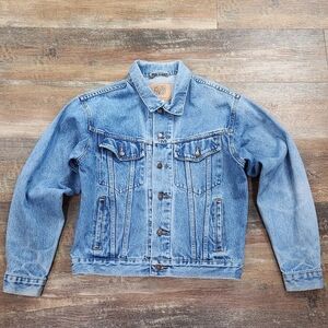 VINTAGE Northwest Blue Denim Jean Jacket Mens Size S 100% Cotton Trucker Style